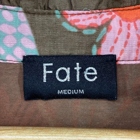 Fate What You're Worth Brown Floral Blouse Womens Medium - Picture 7 of 12